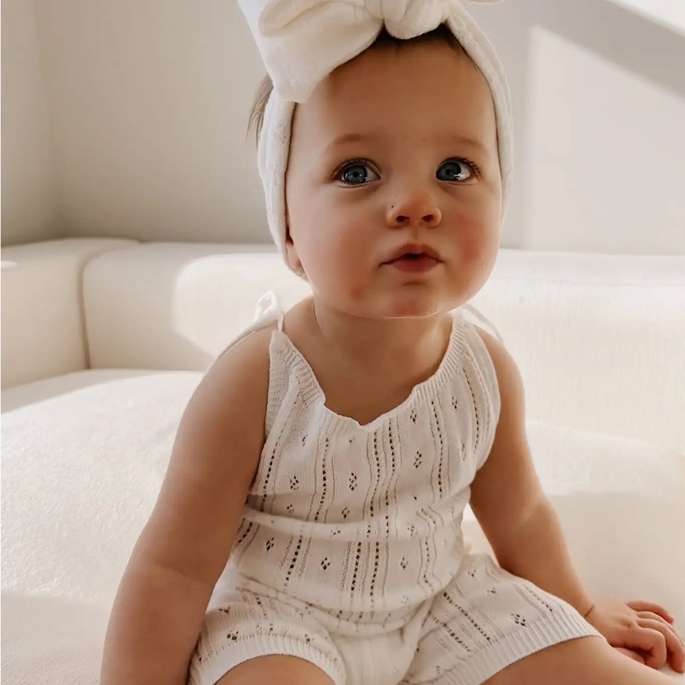 POINTELLE ROMPER - WHITE - Picture 6 of 7